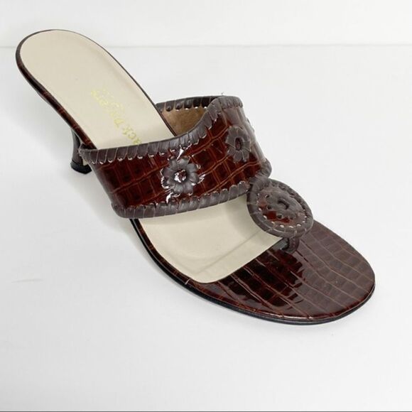 Jack Rogers Marisa Kitten Heel Sandal Brown 8N - Picture 1 of 11
